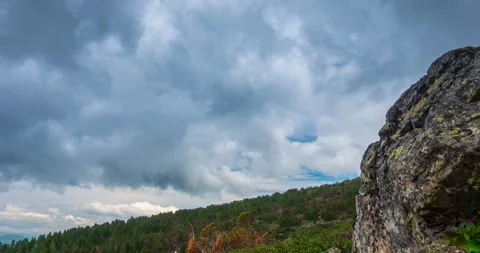 Mountain lake time-lapse at the summer or autumn time. Wild nature and rural Stock Footage 307380735