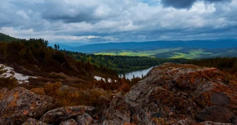 Mountain lake time-lapse at the summer or autumn time. Wild nature and rural Stock Footage 311068071