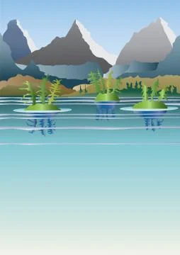 Mountain lake view background Stock Illustration