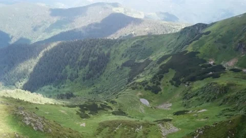 Mountain lake view from drone Stockbeeldmateriaal 137921603