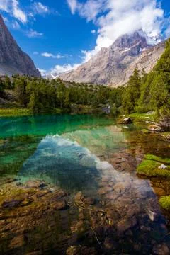 Mountain lake view vertical Stock Photos