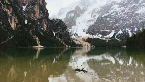 Mountain lake in winter Stock Footage 133582300