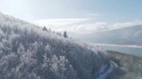 Mountain lake in winter Stock Footage 267082350
