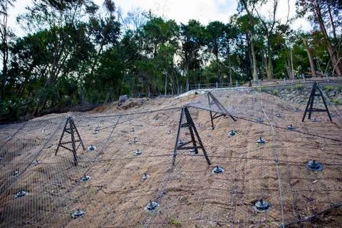 Mountain land slide protection processing Foto stock