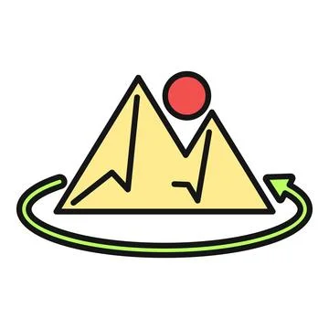 Mountain landscape with 360 degree virtual tour icon Stock Illustration