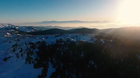 Mountain Landscape against the Sun Stock Footage 145338993