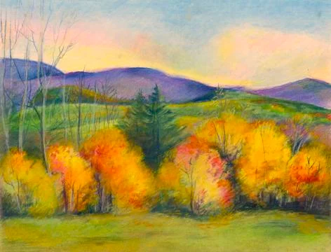 Mountain landscape in autumn Stock Illustration