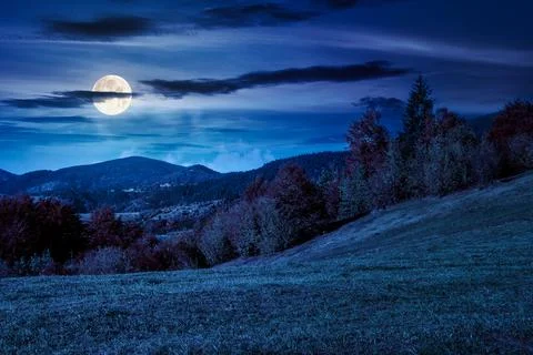 Mountain landscape in autumn at night Stock Photos