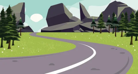 Mountain landscape background road Stock Illustration