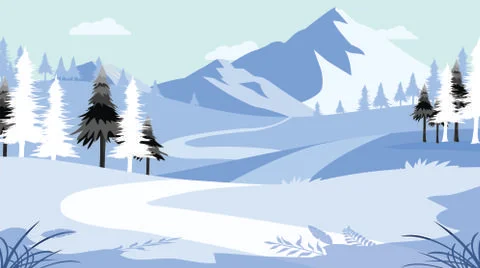 Mountain landscape background winter cartoon design Stock Illustration