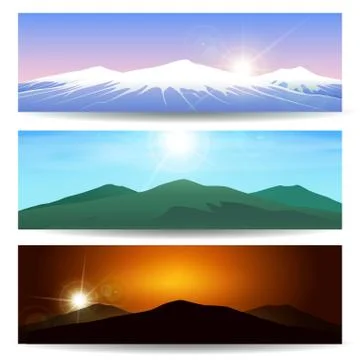 Mountain landscape Banner Set Stock Illustration