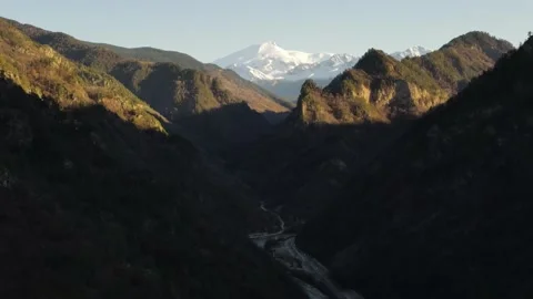 Mountain landscape from a bird's eye view. The view of the mountains. Stock Footage 146409147