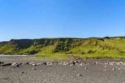 Mountain landscape with blue sky at Vik, Iceland Stock Photos