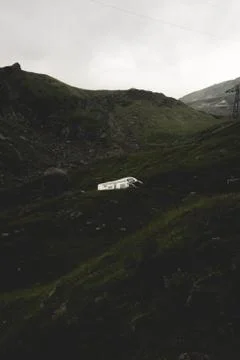 Mountain landscape, camper van, Romania Stock Photos