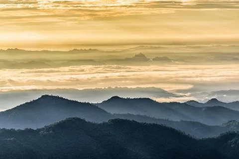 Mountain landscape with cloud sky Stock Photos