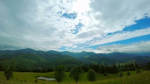 Mountain Landscape with Clouds and Rain Stock Footage 69864510