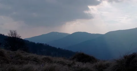Mountain Landscape With Clouds and Sun Rays Stock Footage 61743963