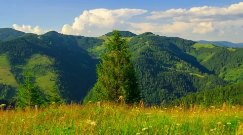 Mountain Landscape with Clouds Stock Footage 65975563