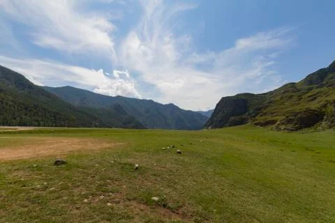 Mountain landscape with clouds. Stock Photos