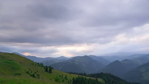 Mountain Landscape with Clouds at Sunset. Stock Footage 70442482