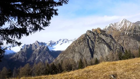 Mountain landscape in with clouds in a windy day Stock Footage 71379010