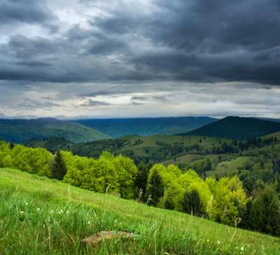 Mountain landscape with cloudy sky Stock Photos