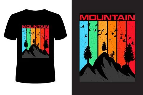 Mountain landscape with colorful sunset design for t-shirt Stock Illustration