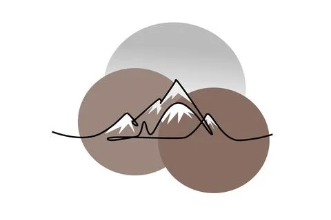 Mountain landscape continuous one line vector drawing. 스톡 일러스트