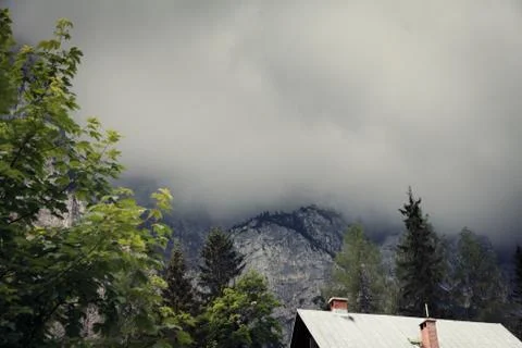 Mountain Landscape With Dark Clouds 스톡 사진