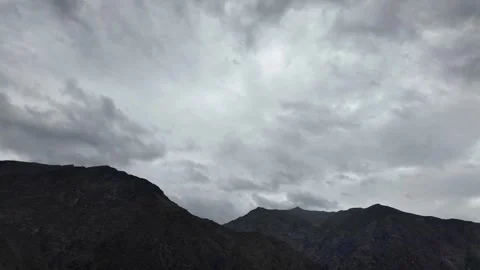 Mountain Landscape with Dark Weather Dramatic Mountain Ranges, Dark Clouds,  Stock Footage 286412947