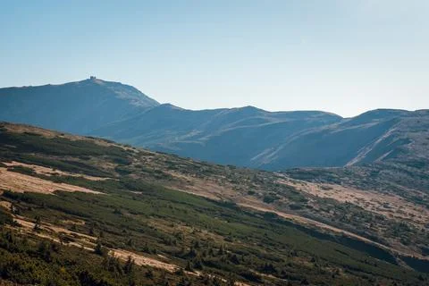 Mountain Landscape with Distant Peak Stock Photos