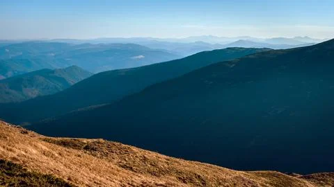 Mountain Landscape with Distant Peaks Stock Photos