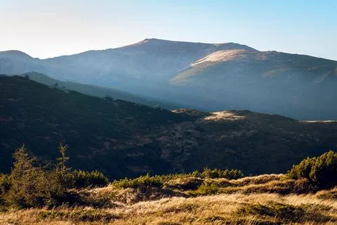 Mountain Landscape with Distant Peaks Stock Photos