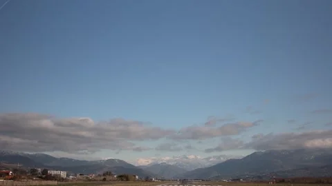 Mountain landscape with distant snowy peaks Stock Footage 331770787