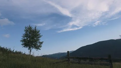 Mountain landscape with dramatic clouds Stock Photos