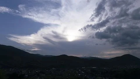Mountain landscape with dramatic clouds Stock Photos
