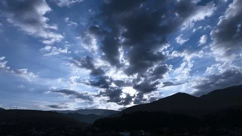 Mountain landscape with dramatic clouds Stock Photos