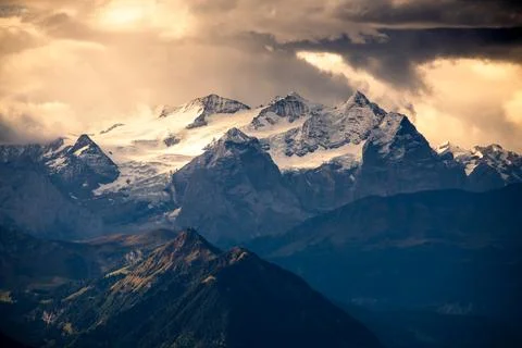 Mountain landscape with dramatic sky Stock Photos