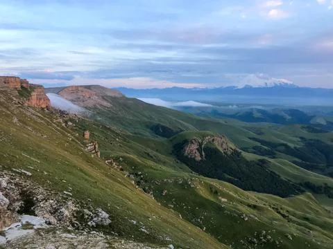 Mountain landscape in the evening Stock Photos