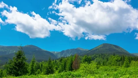 Mountain Landscape with a Fast Clouds and Shadows Stock Footage 80180258
