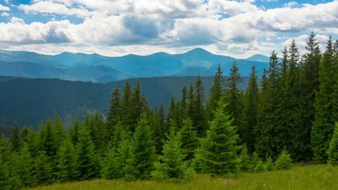 Mountain Landscape with a Fast Clouds and Shadows Stock Footage 80798899