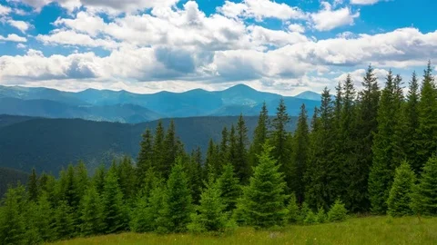 Mountain Landscape with a Fast Clouds and Shadows Stock Footage 81757535