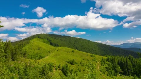 Mountain Landscape with a Fast Clouds and Shadows Видео 82383136