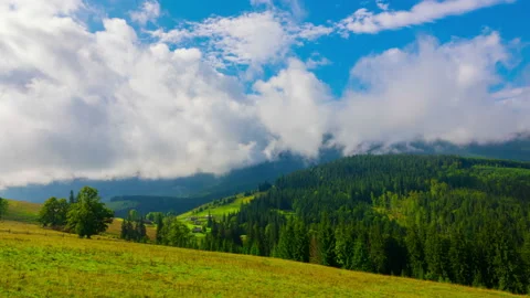 Mountain Landscape with a Fast Clouds and Shadows Stock Footage 115087014