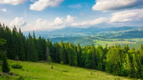 Mountain Landscape with a Fast Clouds and Shadows Stock Footage 120092592