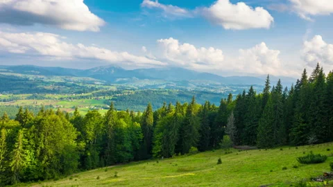 Mountain Landscape with a Fast Clouds and Shadows Stock Footage 120569919
