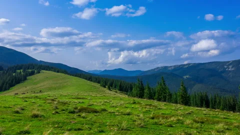 Mountain Landscape with a Fast Clouds Stock Footage 114567116