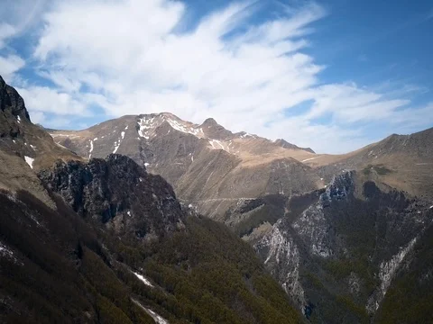 Mountain landscape flying around the mountain peaks in a national park Stock Footage 75187972