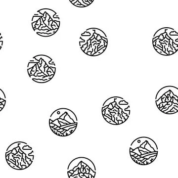 Mountain landscape hill nature vector seamless pattern Stock Illustration
