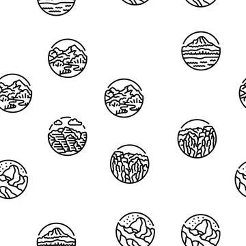 Mountain landscape hill nature vector seamless pattern Stock Illustration